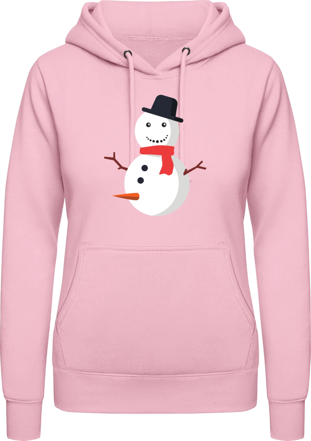 Snowman Goes Crazy - Baby pink AWDis ladies hoodie - Front