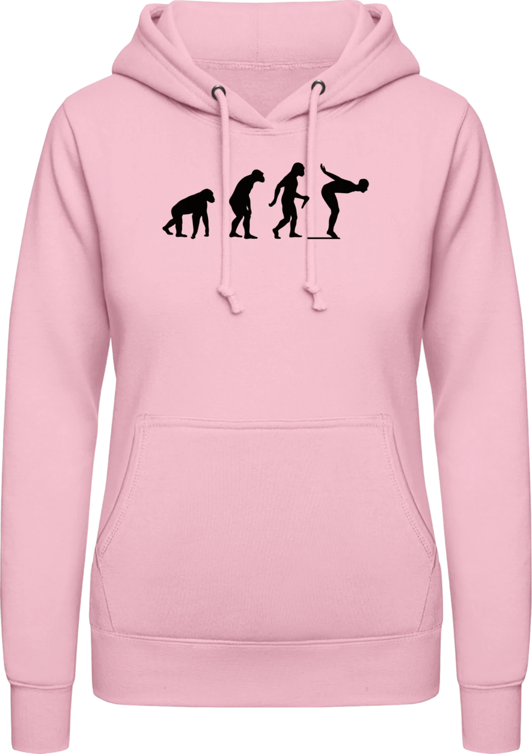 Evolution Swimming - Baby pink AWDis ladies hoodie - Front