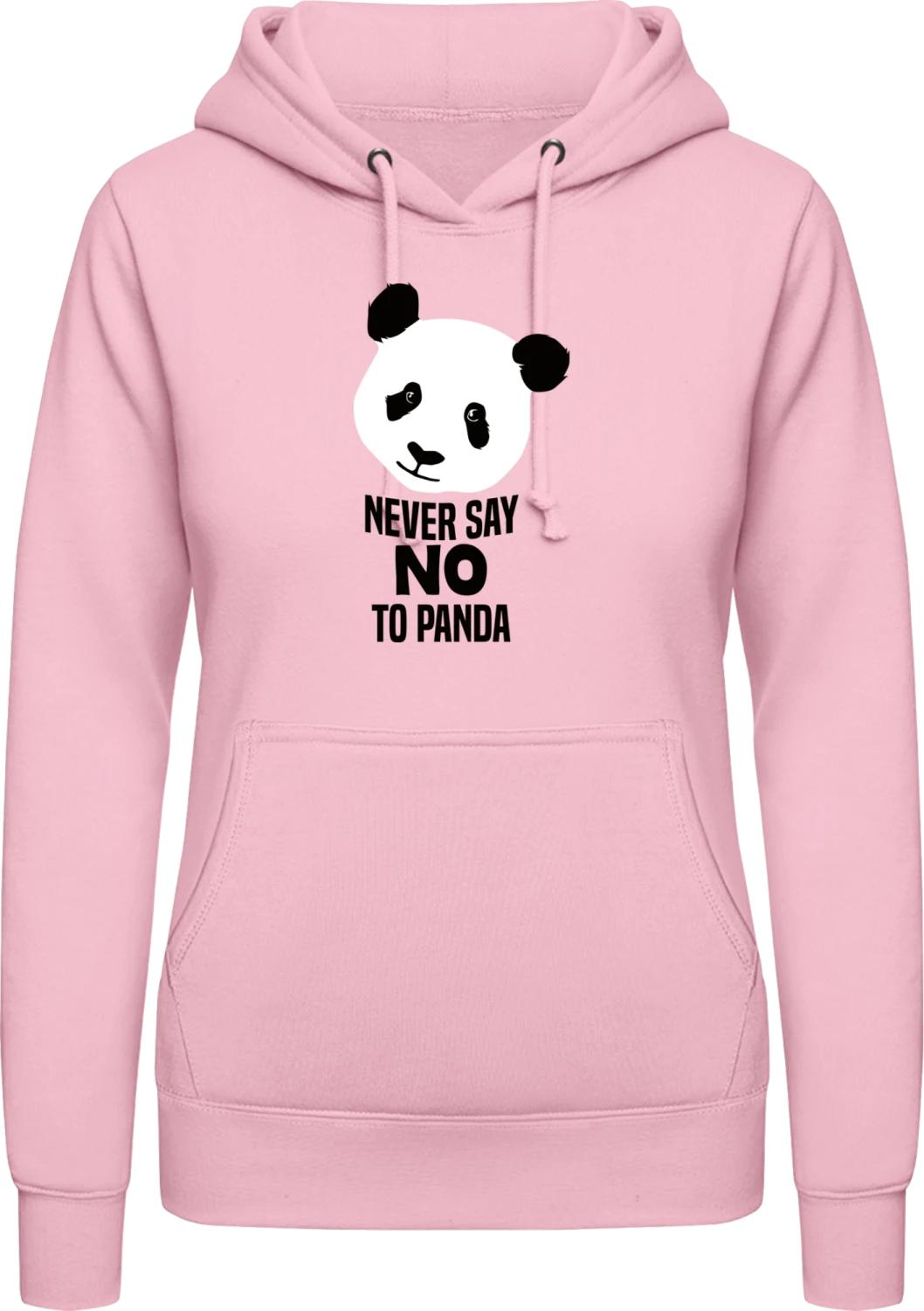 Never Say No To Panda - Baby pink AWDis ladies hoodie - Front