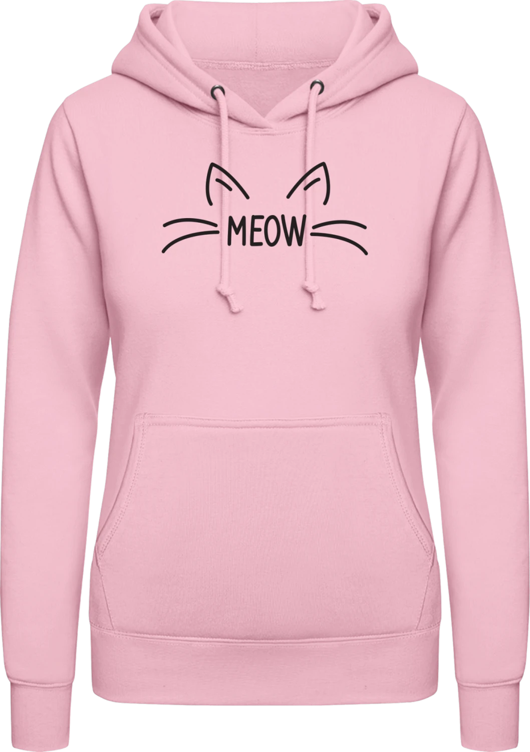 Meow Whiskers - Baby pink AWDis ladies hoodie - Front