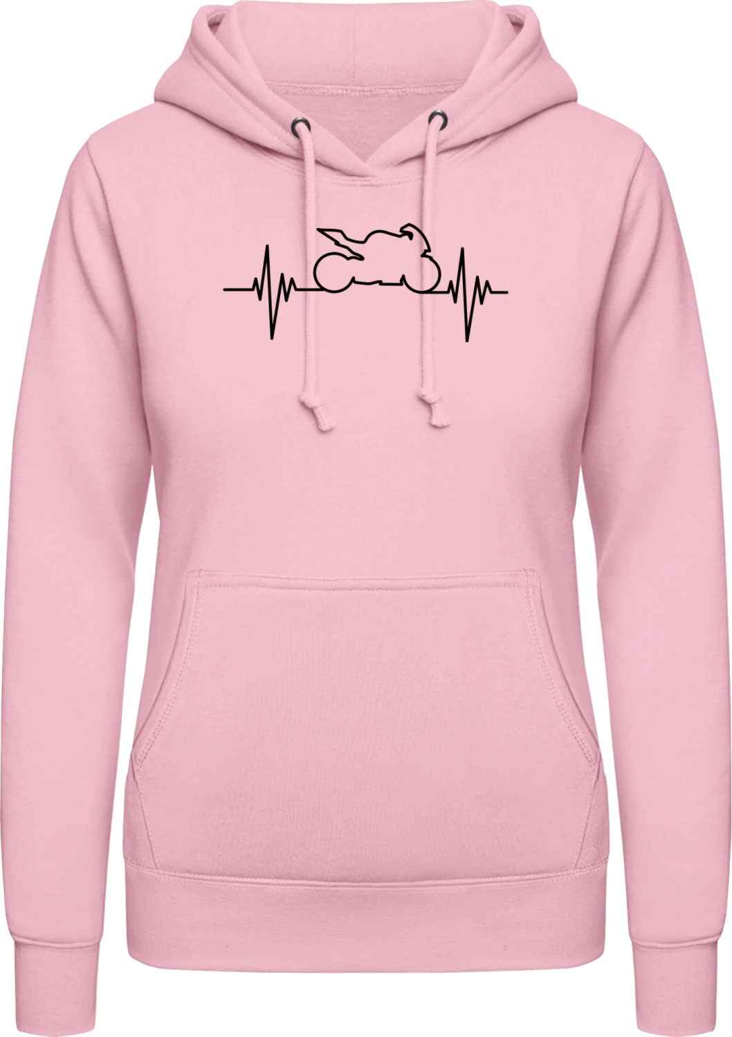 Motorcycle Pulse - Baby pink AWDis ladies hoodie - Front