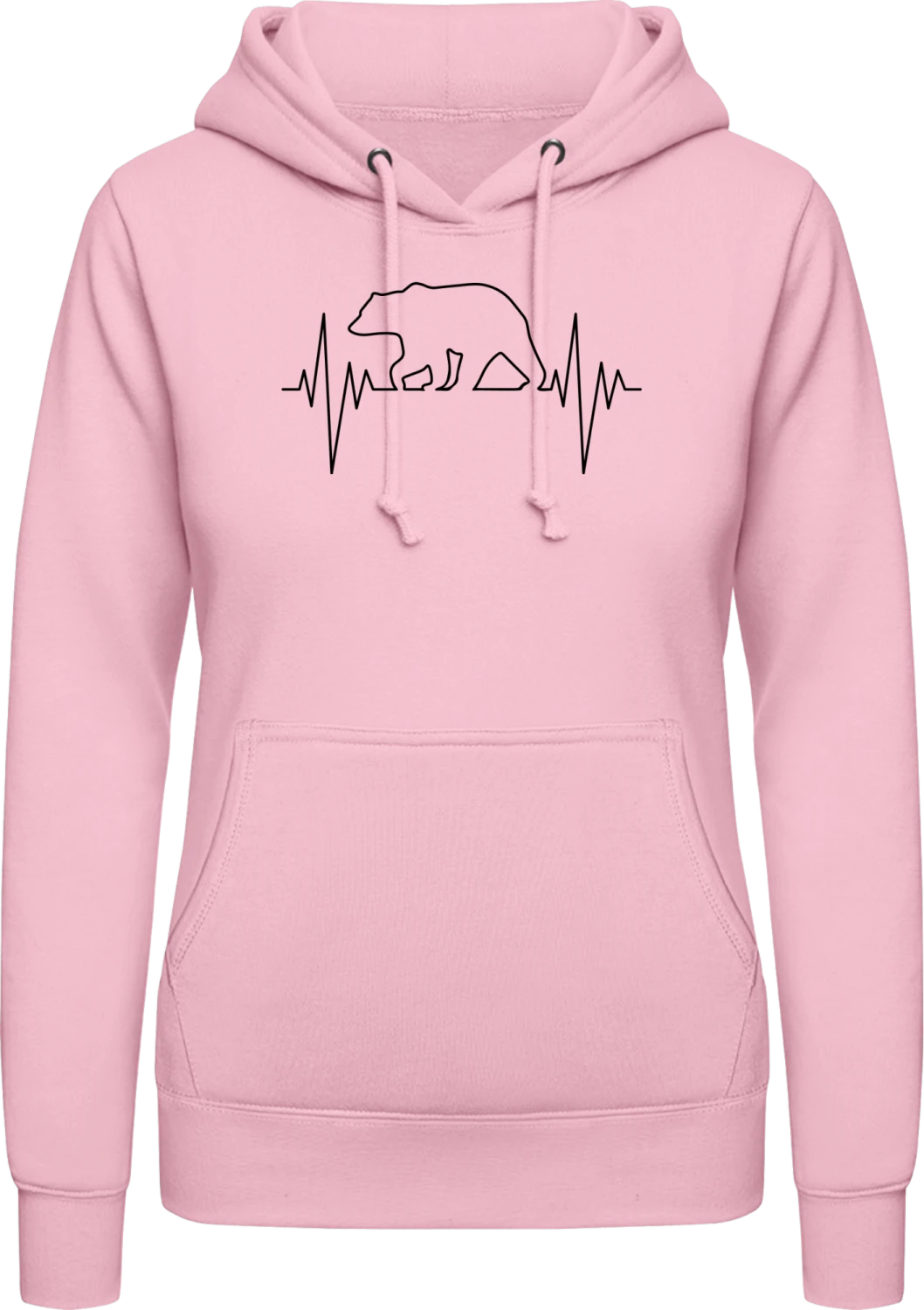 Bear Pulse - Baby pink AWDis ladies hoodie - Front