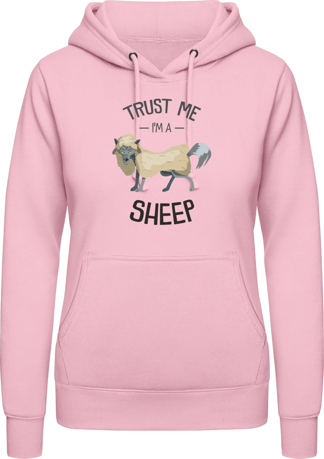 Trust Me I'm A Sheep - Baby pink AWDis ladies hoodie - Front