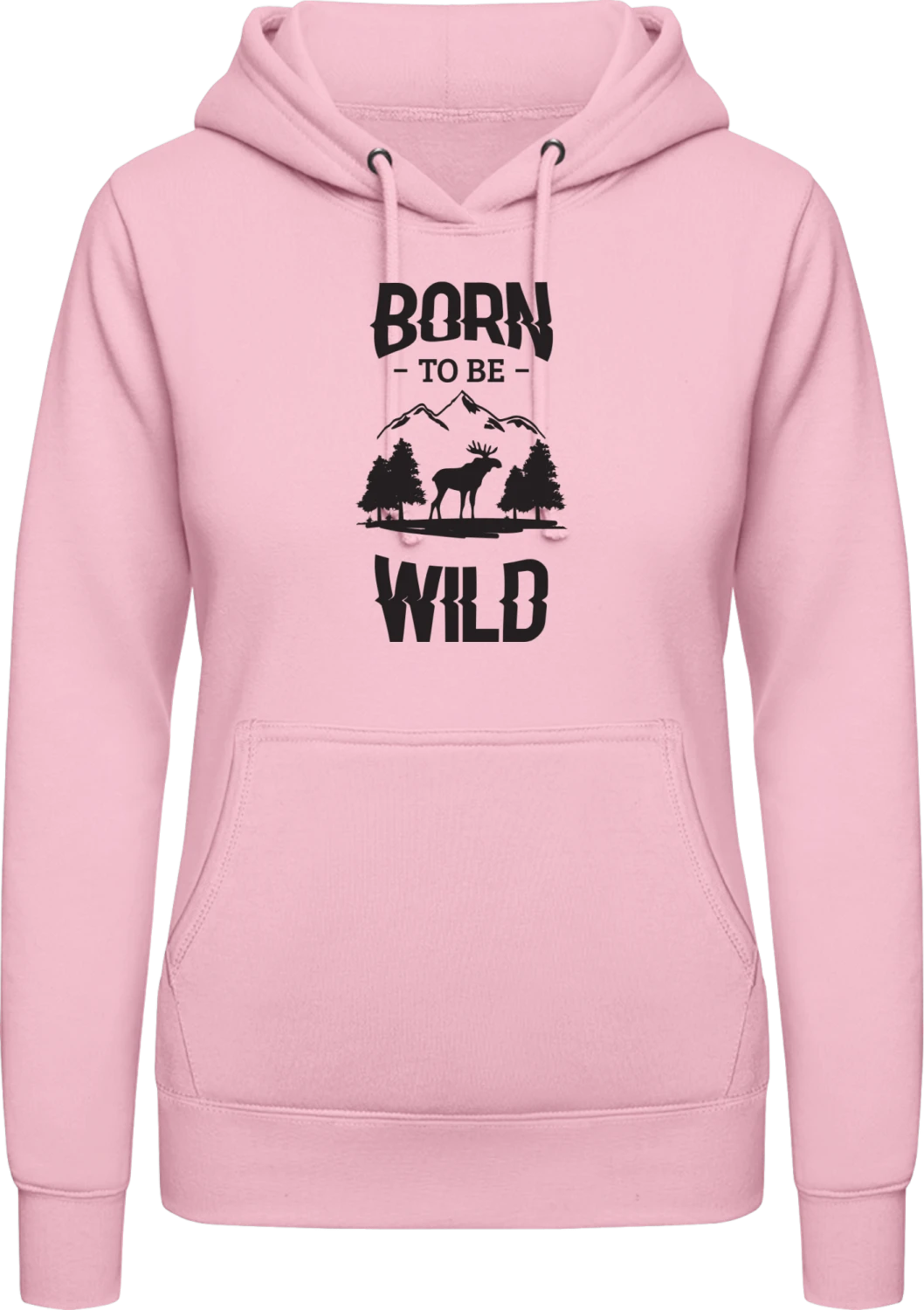 Born To Be Wild Elk - Baby pink AWDis ladies hoodie - Front