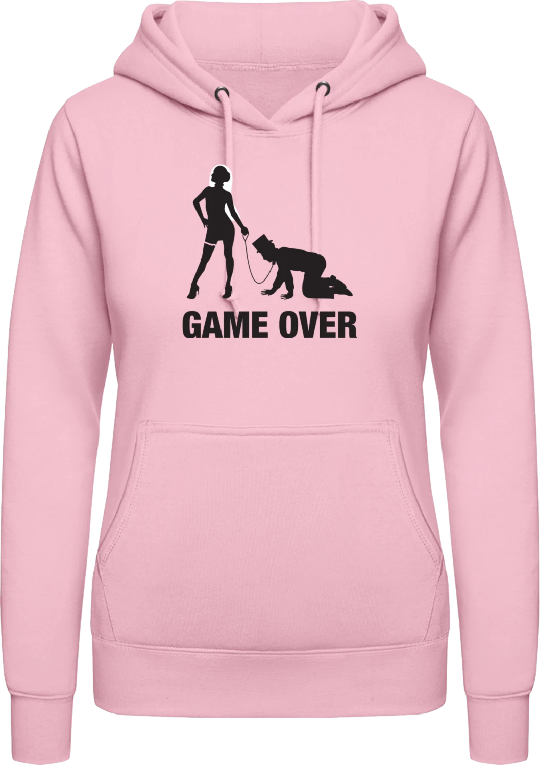 Game Over Bride And Groom Leash - Baby pink AWDis ladies hoodie - Front