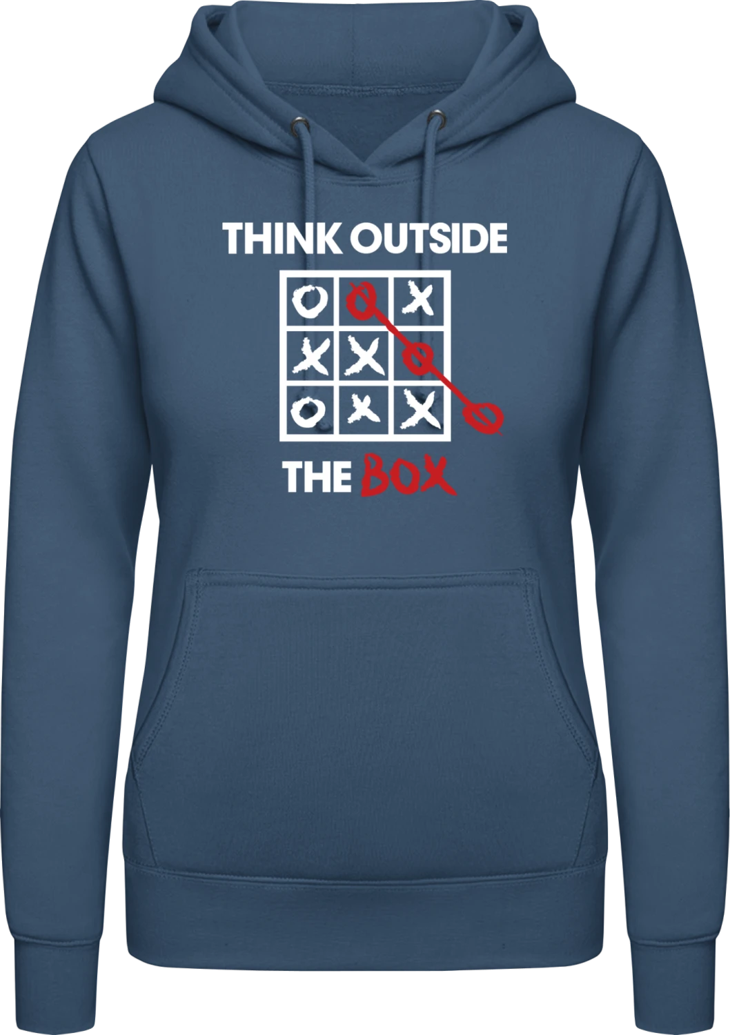 Think Outside The Box - Airforce blue AWDis ladies hoodie - Front