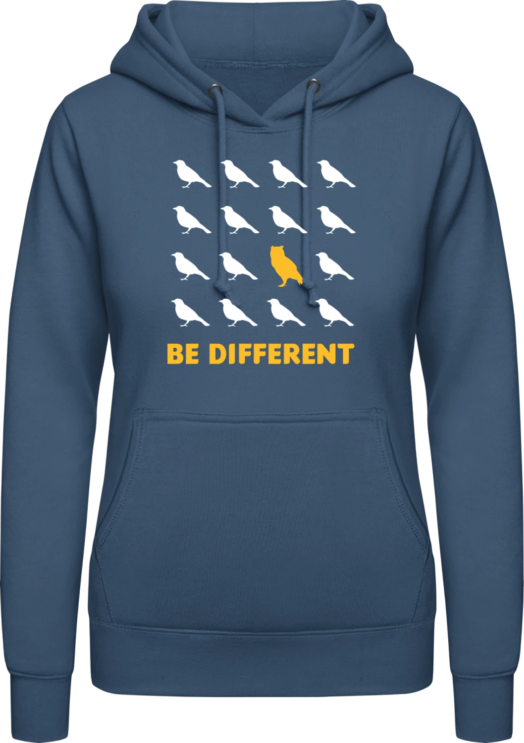 Be Different Owl - Airforce blue AWDis ladies hoodie - Front