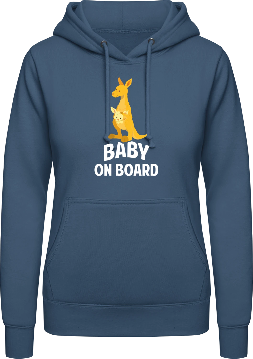 Baby On Board Kangaroo - Airforce blue AWDis ladies hoodie - Front