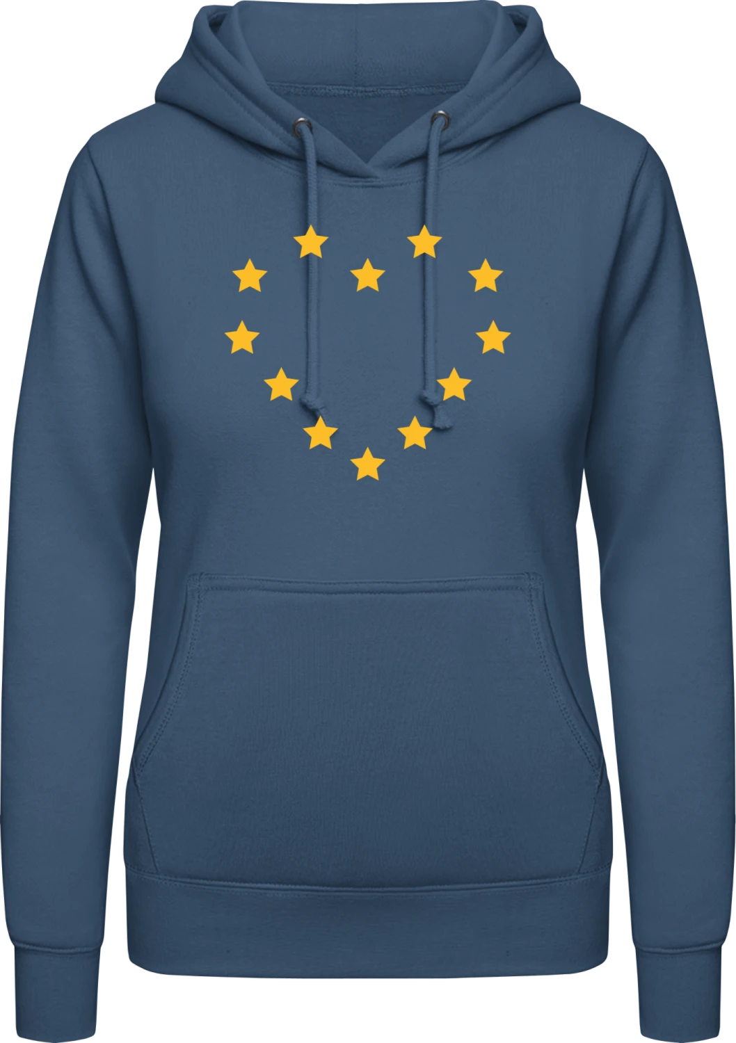 EU Herz Sterne - Airforce blue AWDis ladies hoodie - Front