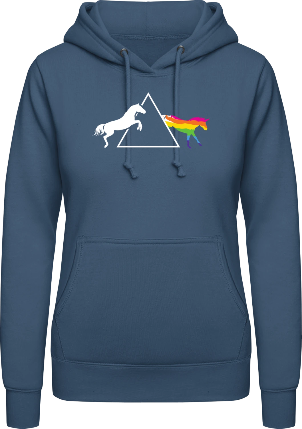 Dark Side Of The Unicorn - Airforce blue AWDis ladies hoodie - Front