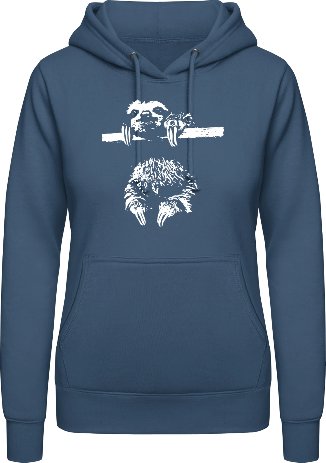 Sloth Hanging Arround - Airforce blue AWDis ladies hoodie - Front