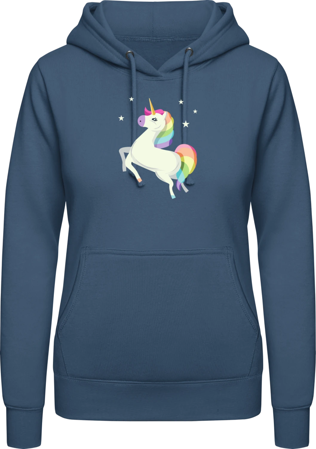 Unicorn With Stars - Airforce blue AWDis ladies hoodie - Front