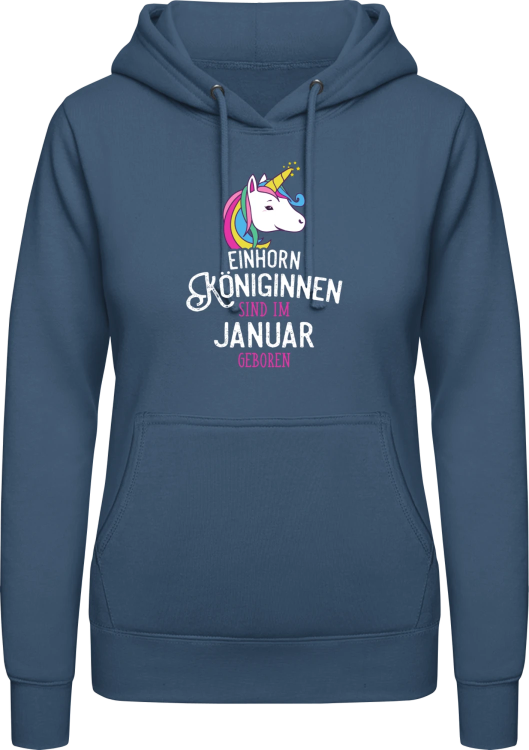 Einhorn Königinnen sind im Januar geboren - Airforce blue AWDis ladies hoodie - Front