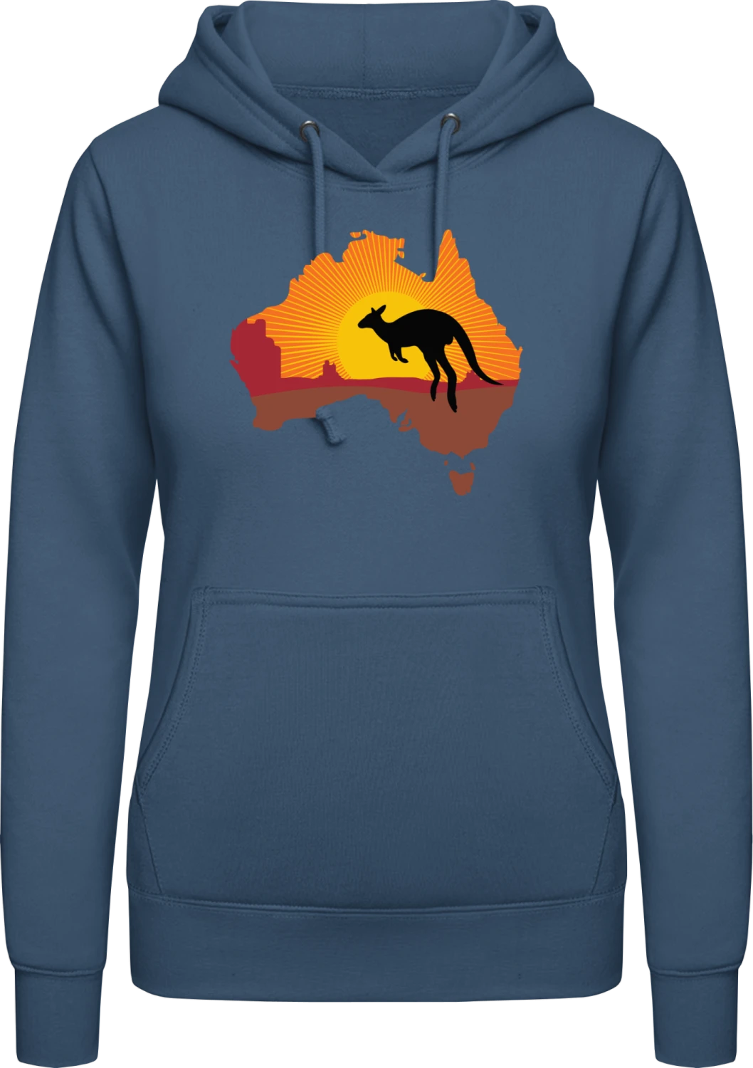 Kangaroo In Australia Desert - Airforce blue AWDis ladies hoodie - Front