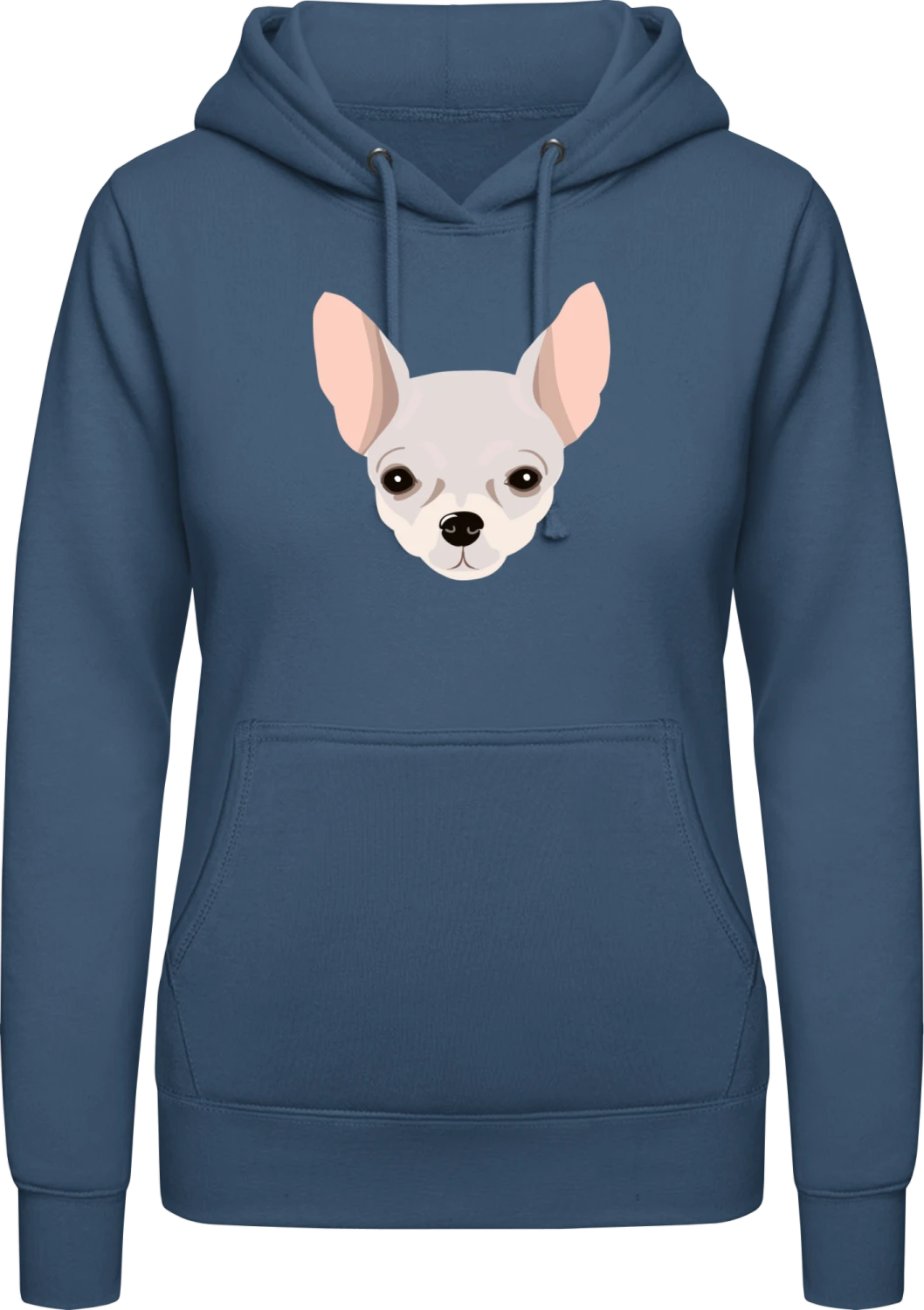 Chihuahua Head - Airforce blue AWDis ladies hoodie - Front