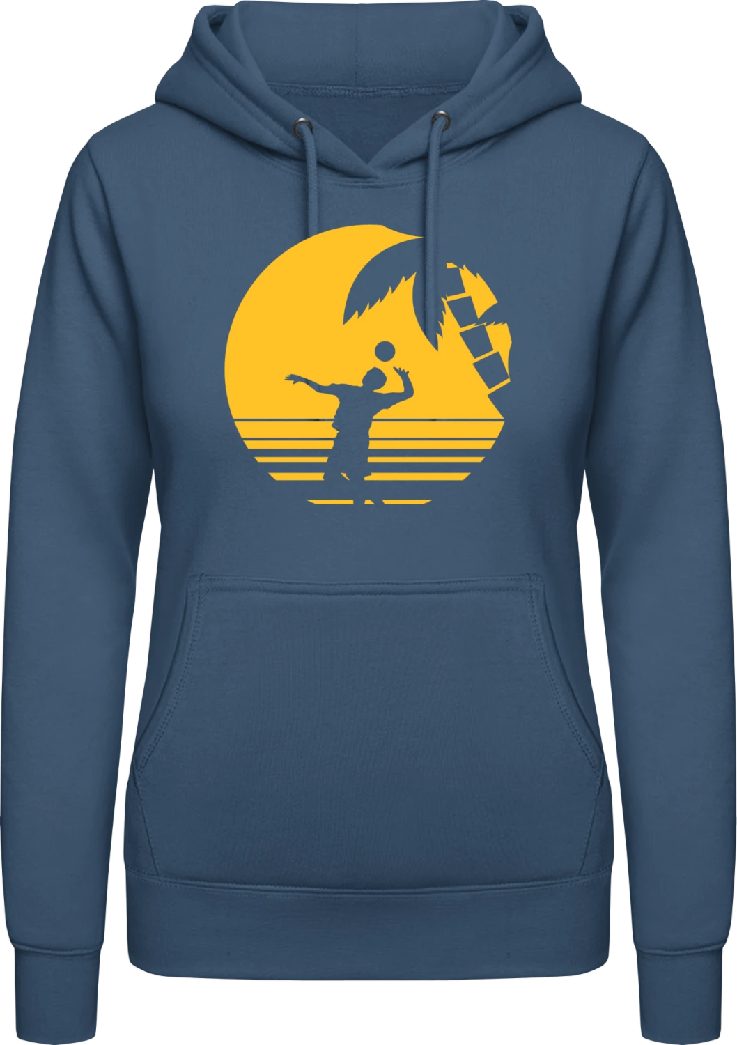 Beach Volleyball Sunset  - Airforce blue AWDis ladies hoodie - Front