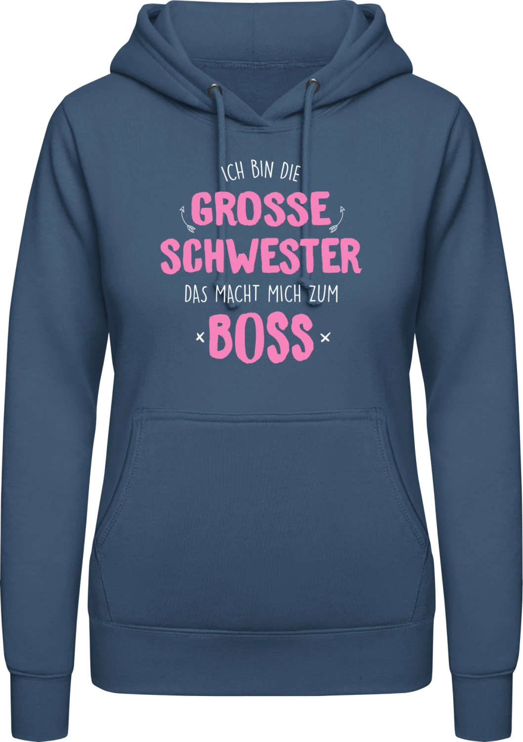 Ich bin die grosse Schwester BOSS - Airforce blue AWDis ladies hoodie - Front