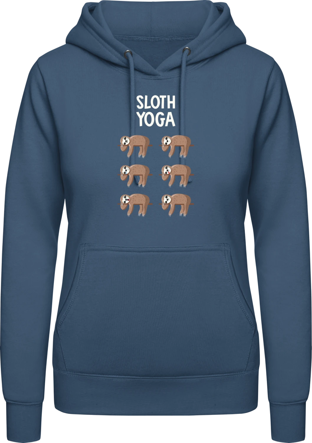 Faultier Yoga Anleitung - Airforce blue AWDis ladies hoodie - Front