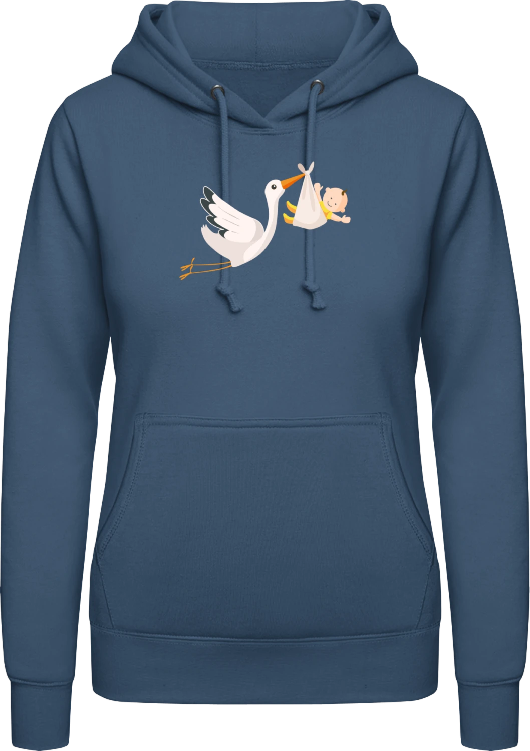 Stork And Baby Flying  - Airforce blue AWDis ladies hoodie - Front