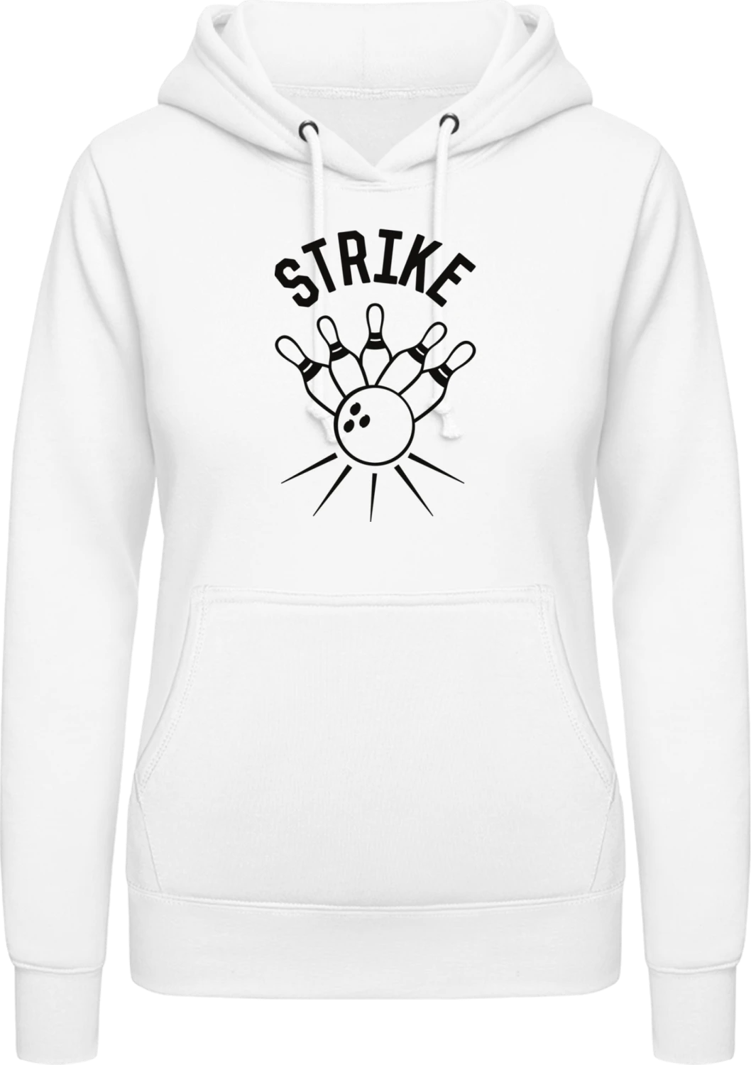 Strike Bowling - Arctic white AWDis ladies hoodie - Front