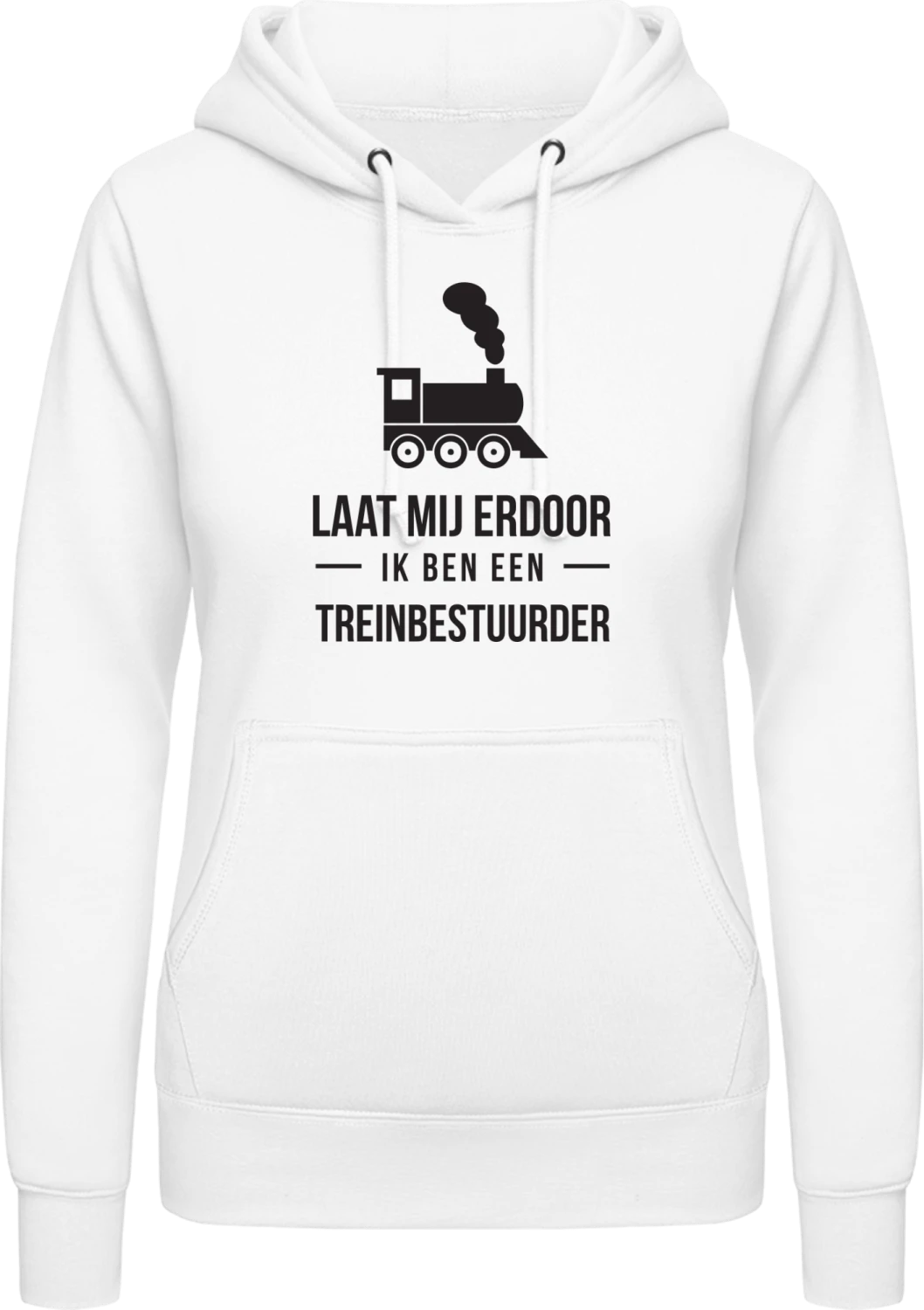 Laat mij erdoor ik ben een treinbestuurder - Arctic white AWDis ladies hoodie - Front