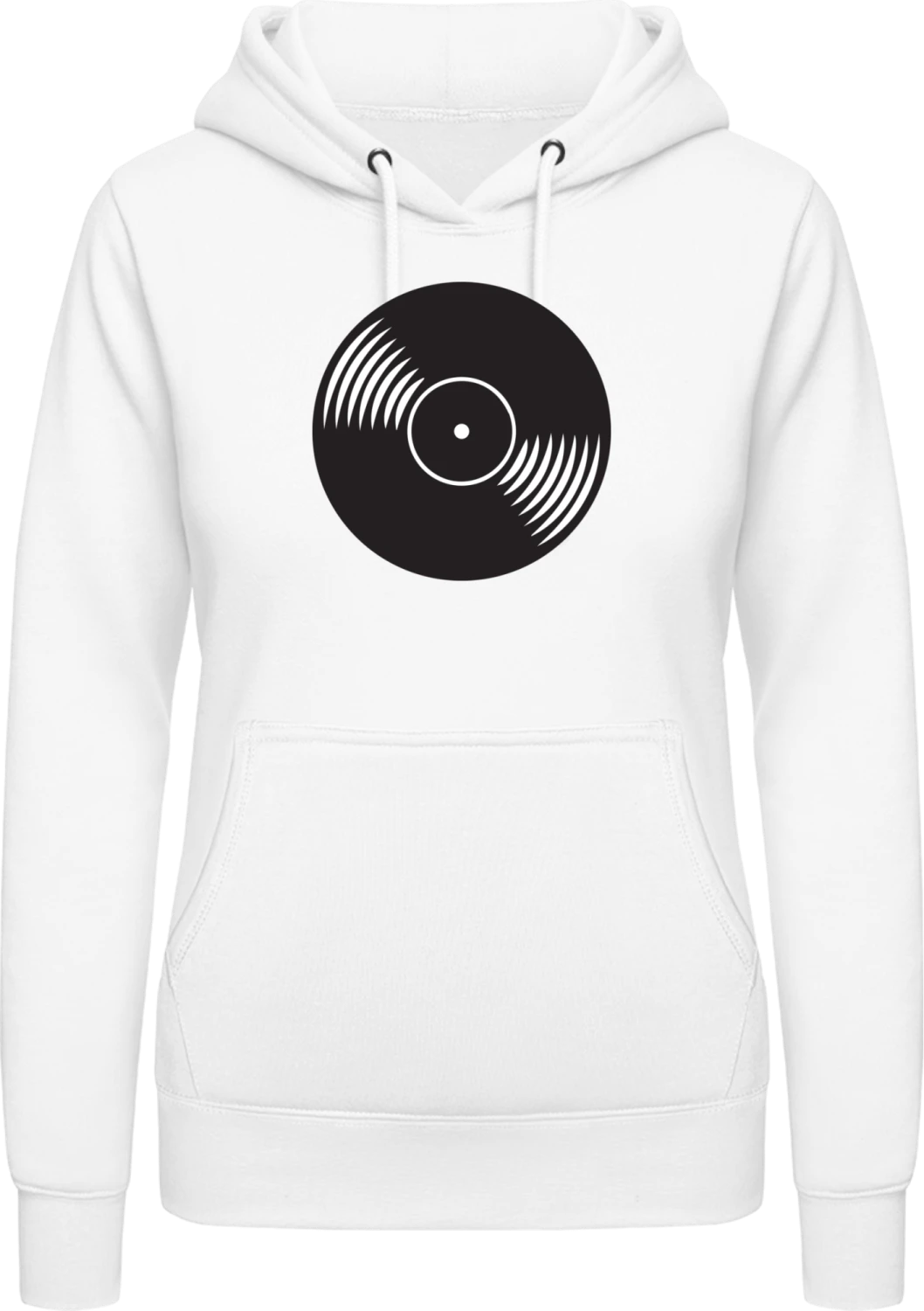 Vinyl Record - Arctic white AWDis ladies hoodie - Front