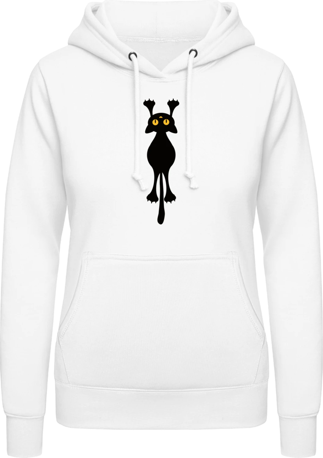 Hanging Cat - Arctic white AWDis ladies hoodie - Front