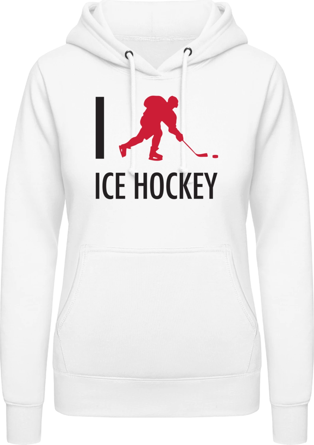 I Love Ice Hockey - Arctic white AWDis ladies hoodie - Front