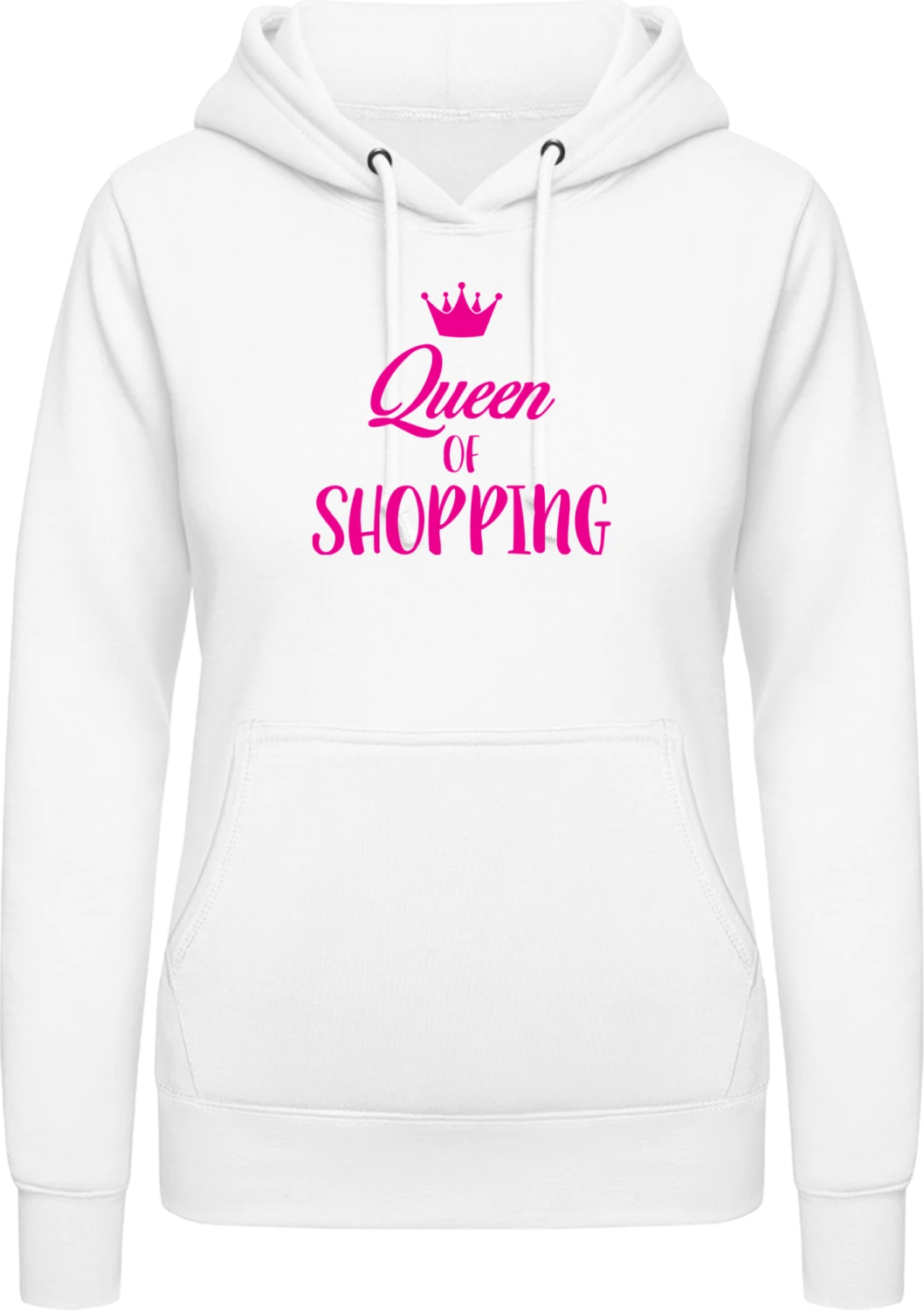 Queen Of Shopping - Arctic white AWDis ladies hoodie - Front