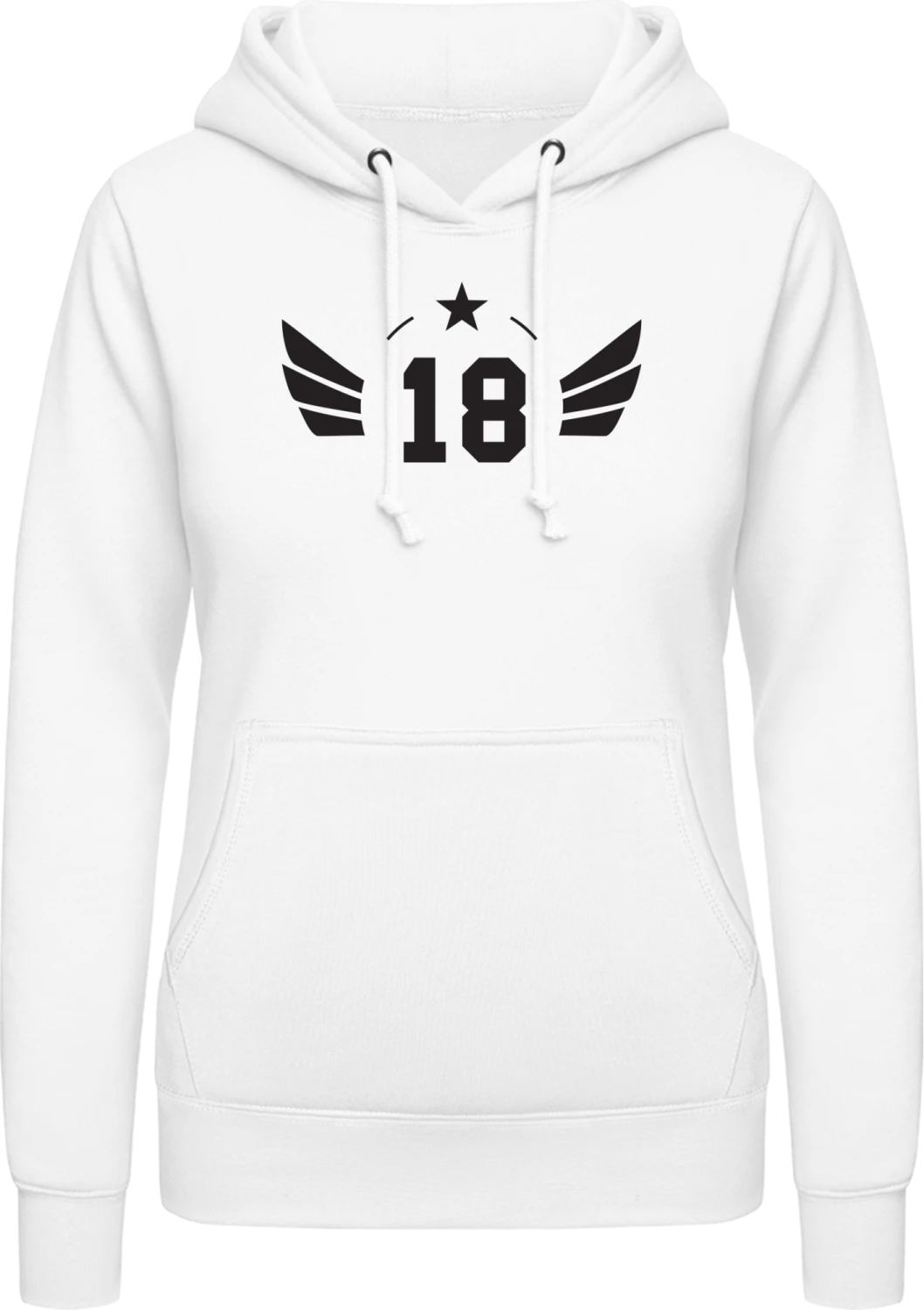 18 Years - Arctic white AWDis ladies hoodie - Front