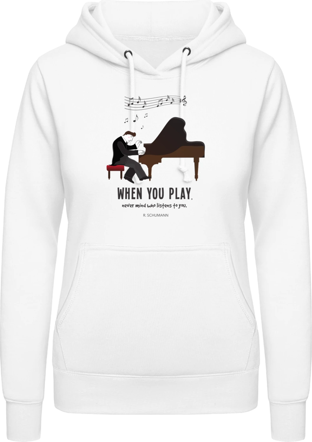 When You Play Piano - Arctic white AWDis ladies hoodie - Front