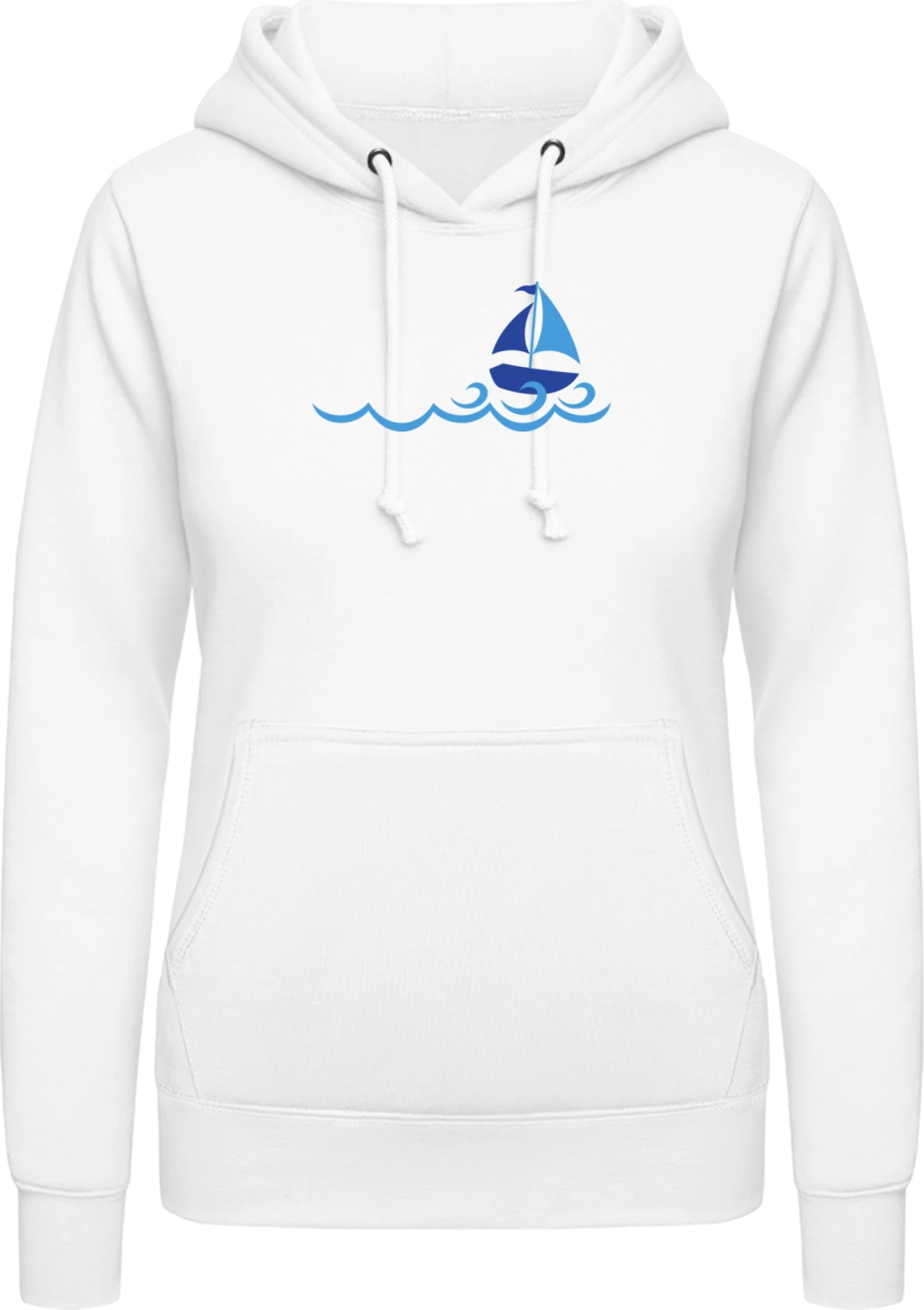 Sailboat On Waves - Arctic white AWDis ladies hoodie - Front