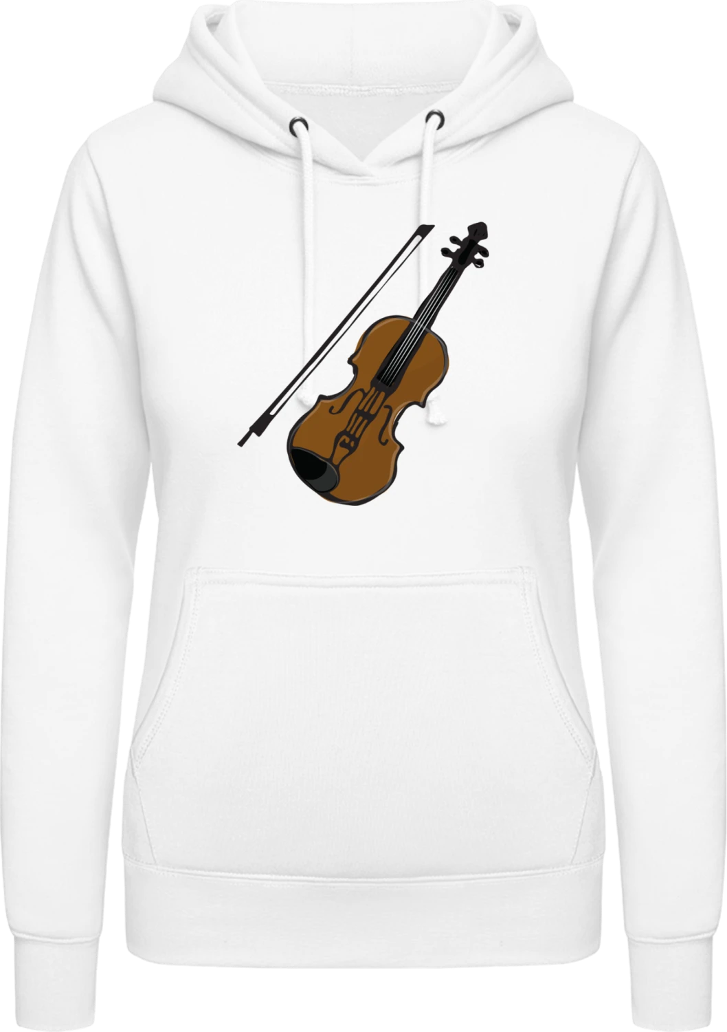 Violin Illustration - Arctic white AWDis ladies hoodie - Front