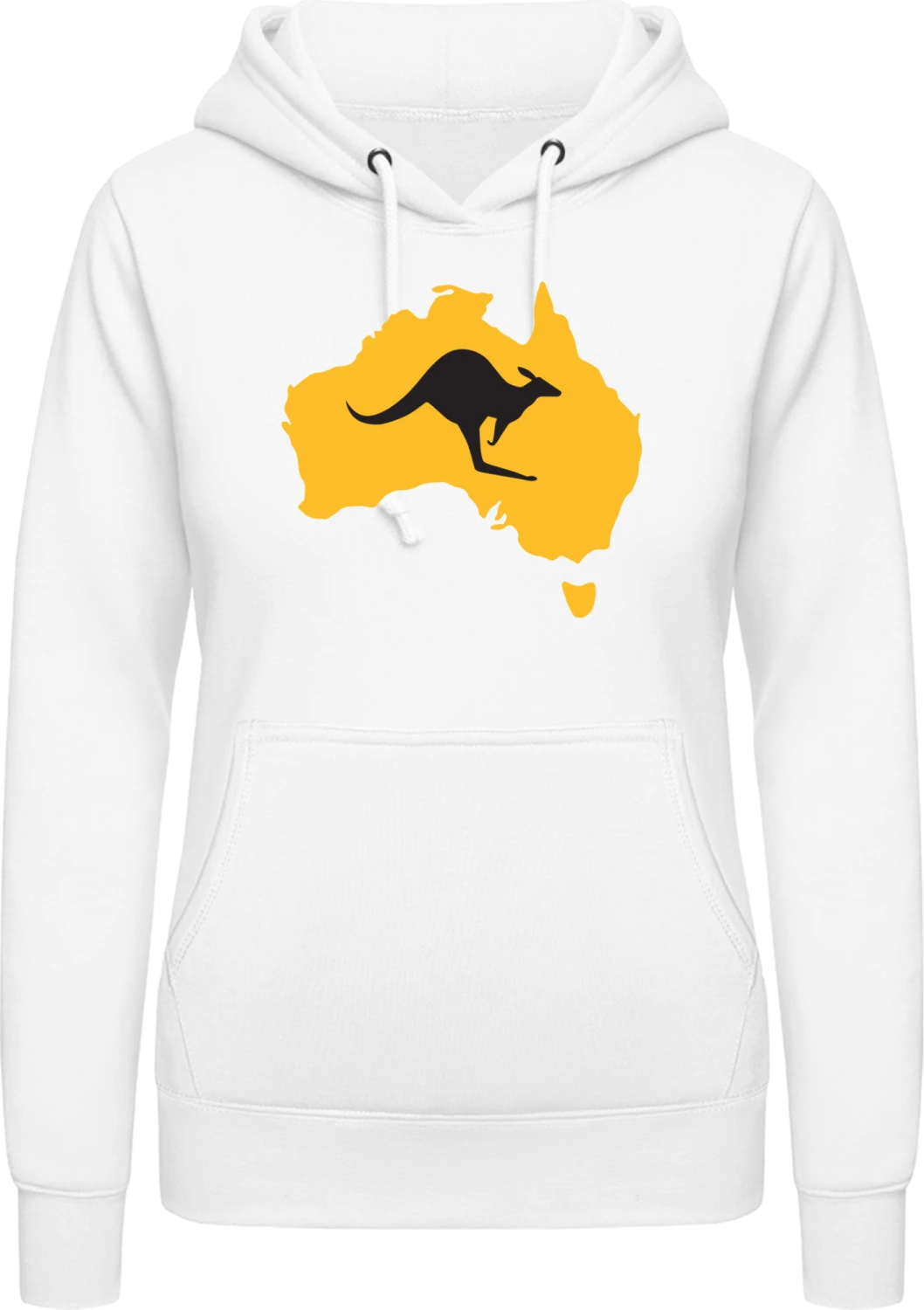 Australian Map with Kangaroo - Arctic white AWDis ladies hoodie - Front