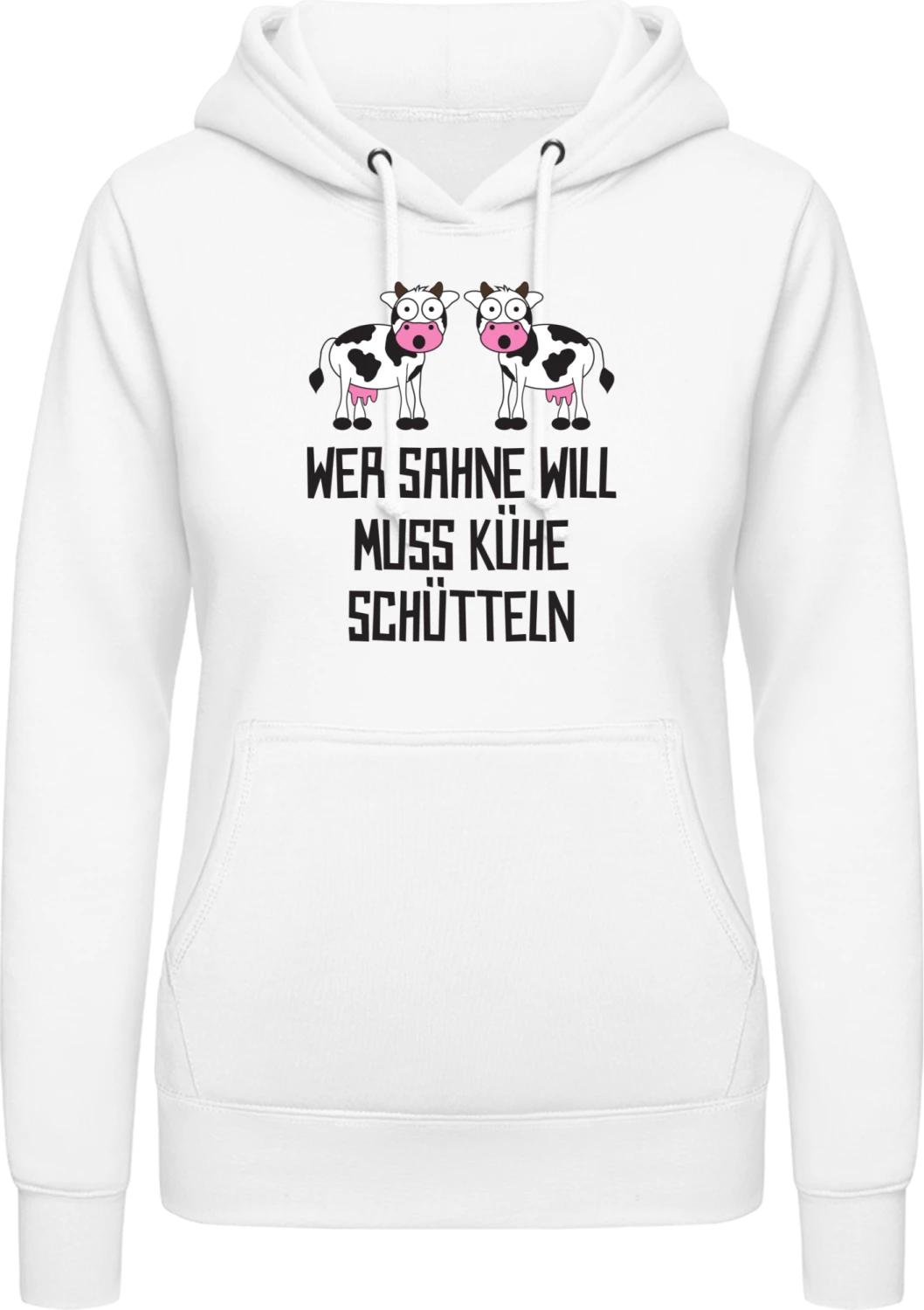 Wer Sahne will muss Kühe schütteln - Arctic white AWDis ladies hoodie - Front