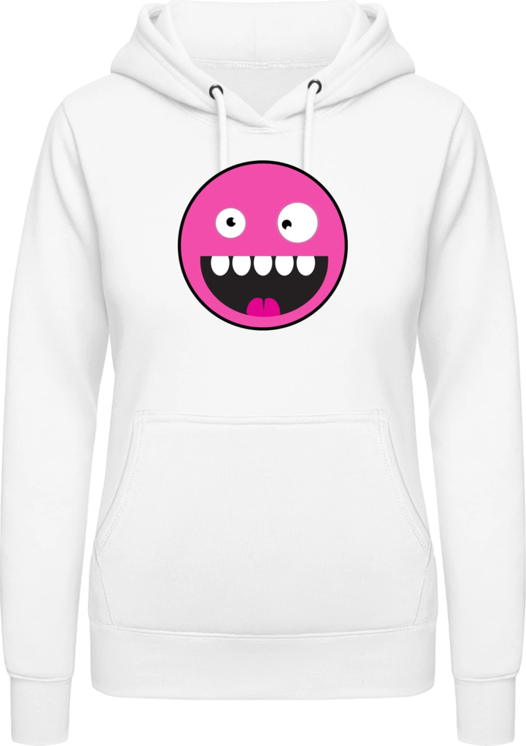 Cute Monster Smiley Face - Arctic white AWDis ladies hoodie - Front