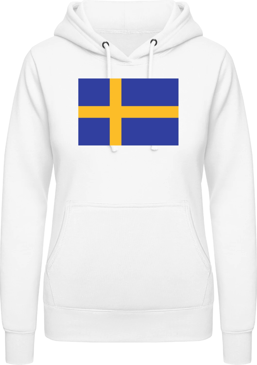 Sweden Flag - Arctic white AWDis ladies hoodie - Front