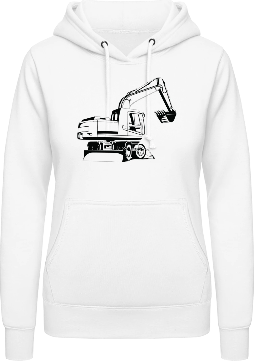 Excavator Detailed - Arctic white AWDis ladies hoodie - Front