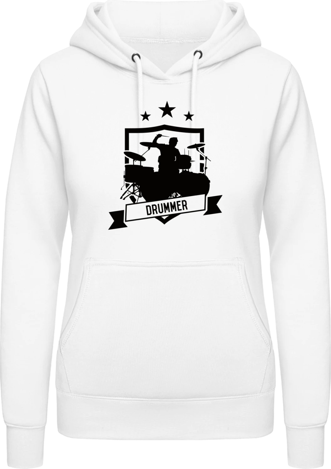 Drummer In Action - Arctic white AWDis ladies hoodie - Front