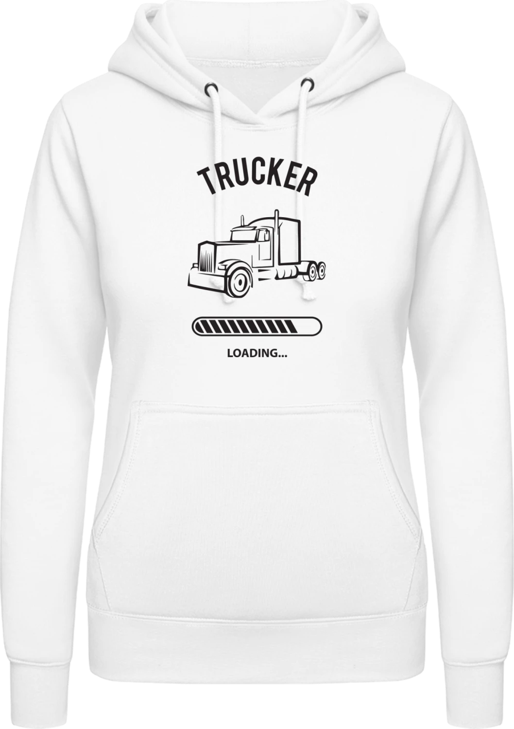 Trucker Loading - Arctic white AWDis ladies hoodie - Front