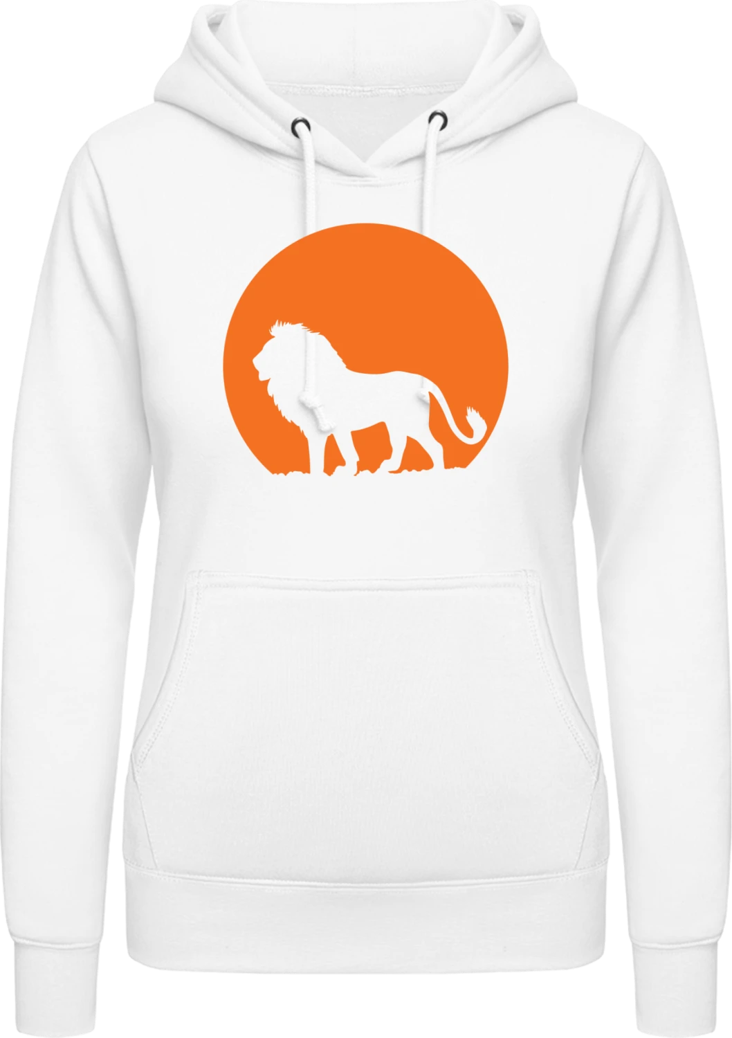 Lion in Moonlight - Arctic white AWDis ladies hoodie - Front