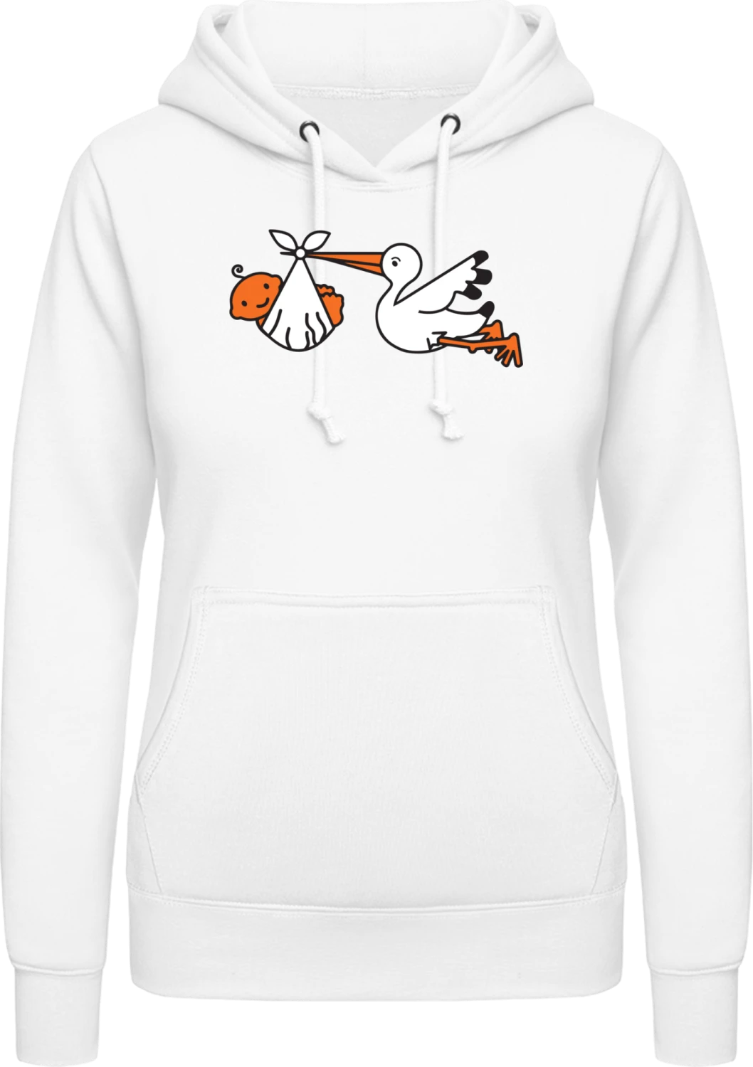 Storch mit Baby - Arctic white AWDis ladies hoodie - Front