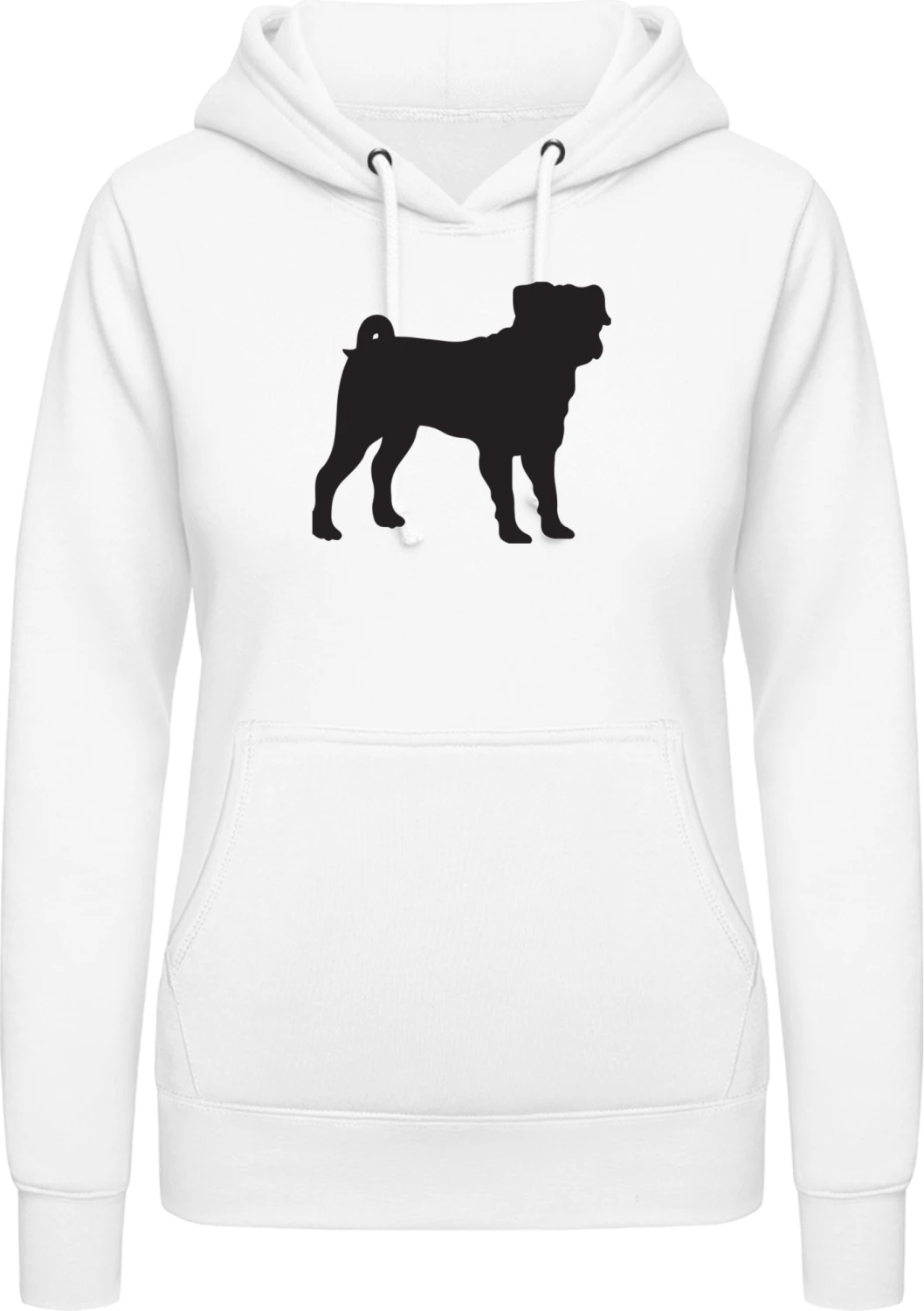 Pug Dog - Arctic white AWDis ladies hoodie - Front