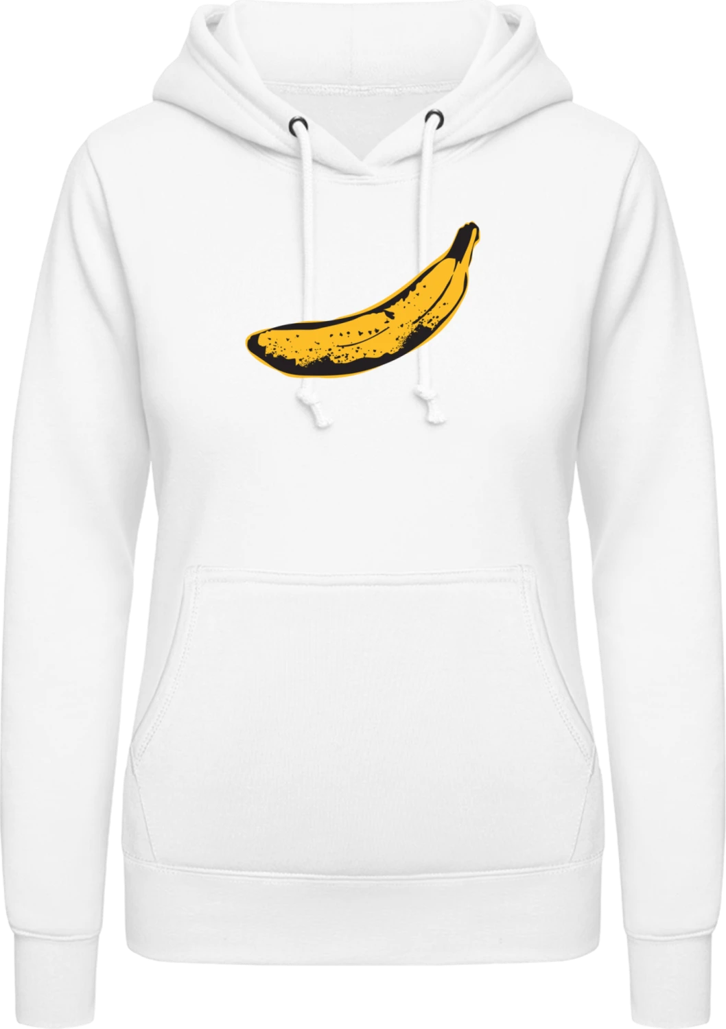 Banana Illustration - Arctic white AWDis ladies hoodie - Front