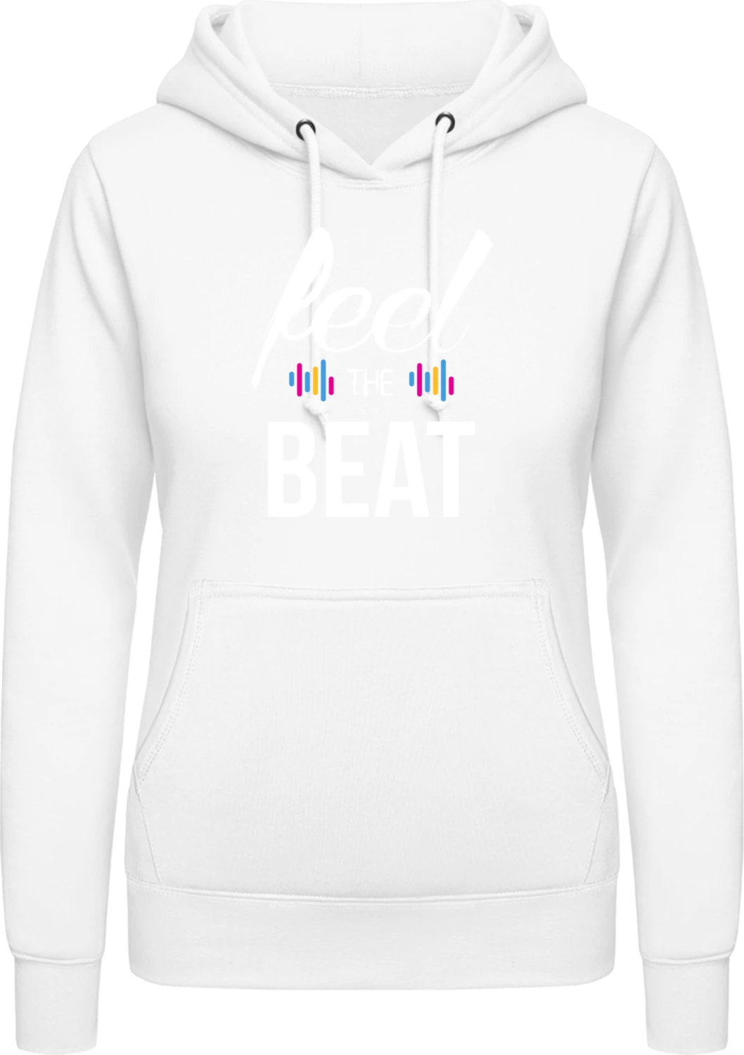 Feel The Beat - Arctic white AWDis ladies hoodie - Front