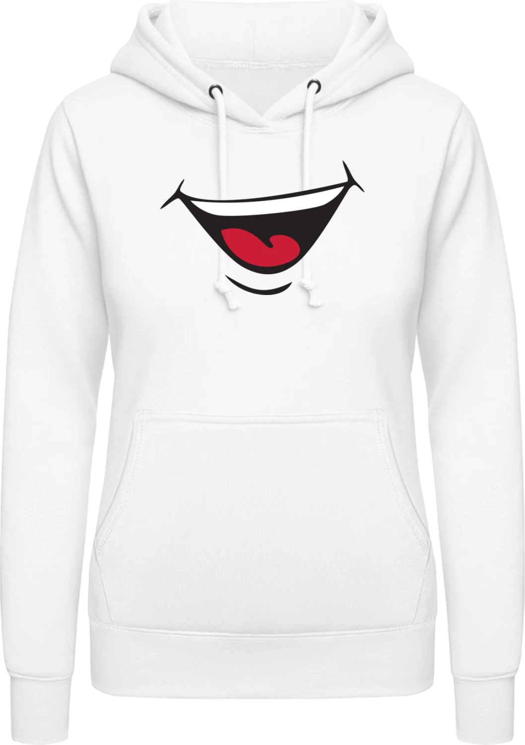 Smiley Mouth - Arctic white AWDis ladies hoodie - Front