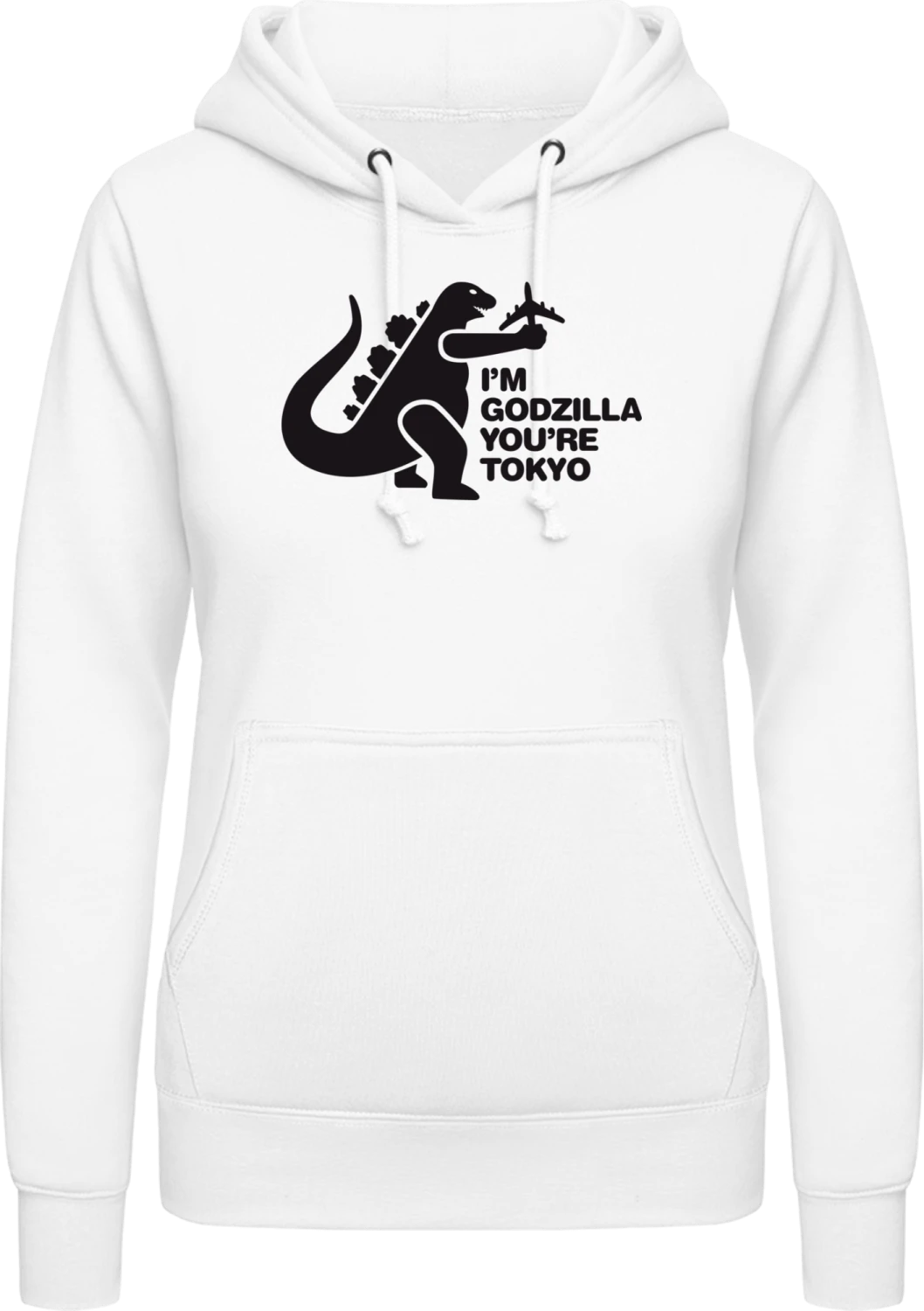 Godzilla - Arctic white AWDis ladies hoodie - Front