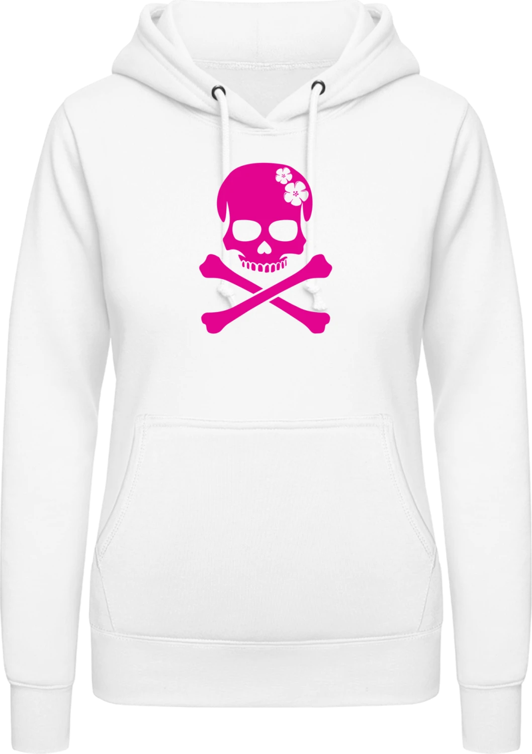 Girly Skull - Arctic white AWDis ladies hoodie - Front