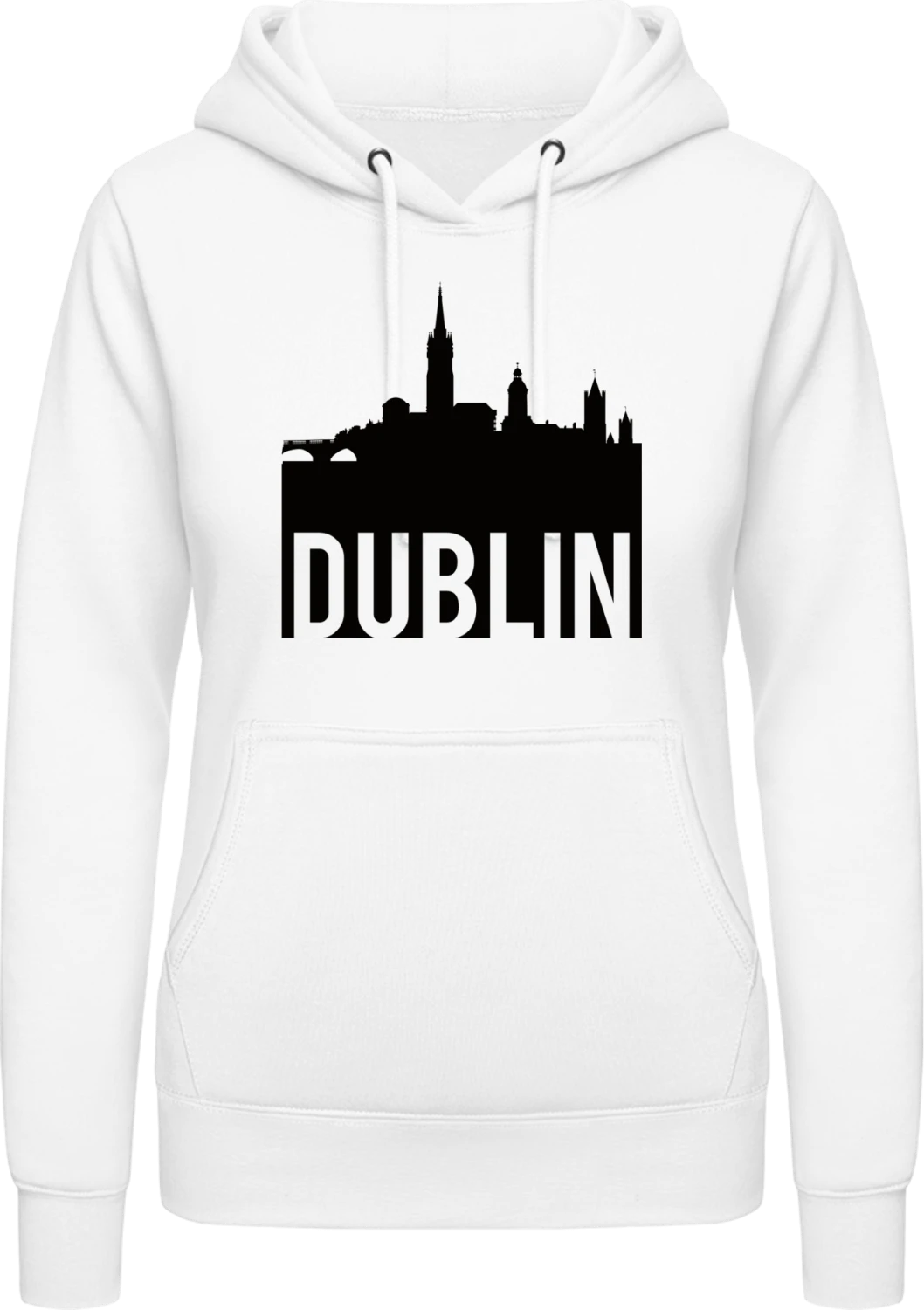 Dublin Skyline - Arctic white AWDis ladies hoodie - Front