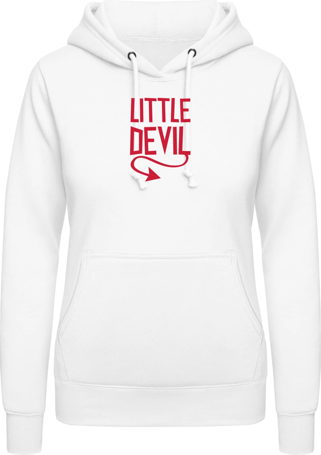 Little Devil Typo - Arctic white AWDis ladies hoodie - Front